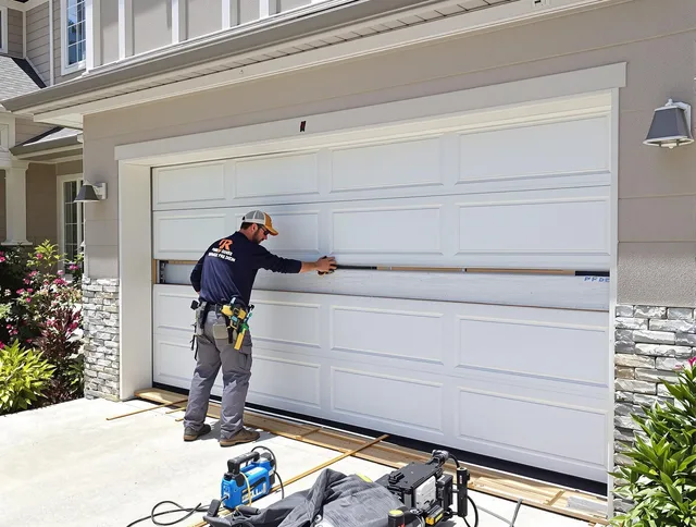 Claremont Garage Door Repair team performing complete garage door replacement at Claremont residence