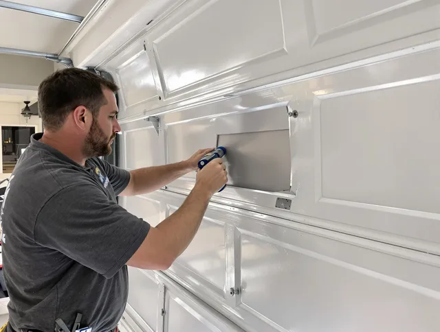 Garage door panel repair by Claremont Garage Door Repair in Claremont